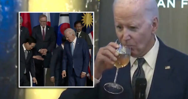 JOE SPIRALS: Confused Biden Forgets Where to Stand‚ Pretends to Drink Wine in San Francisco