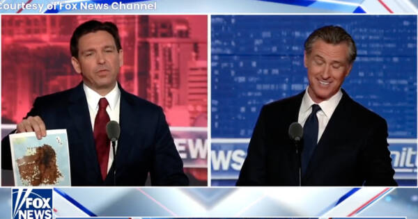 WATCH: DeSantis Shoves a Photo of ‘San Francisco Poop Map’ into Gavin Newsom’s Face