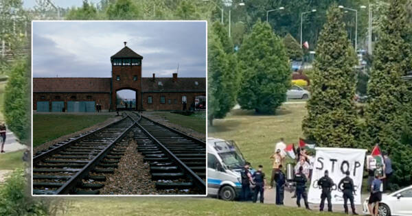 SICK DISPLAY: Gaza Protesters Taunt Holocaust Survivors at AUSCHWITZ