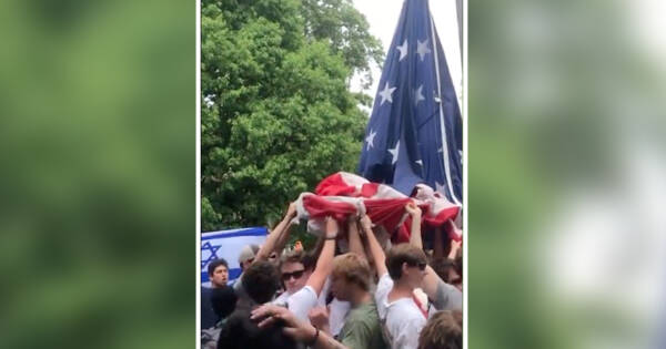 BAND OF BROTHERS&colon; Fraternity Bros Protect Old Glory from Anti-American Anarchists