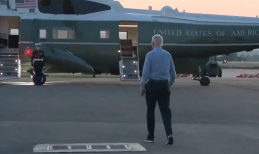 BONUS VIDEO: Zombie Joe Shuffles Towards His Helicopter, Clears His Schedule for the Week