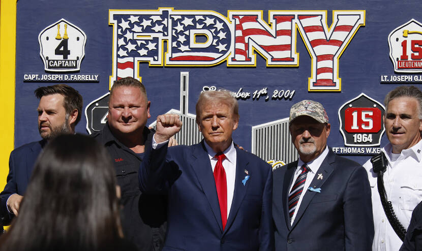 WATCH: Donald Trump Visits Firefighters in Lower Manhattan to Mark 9/11